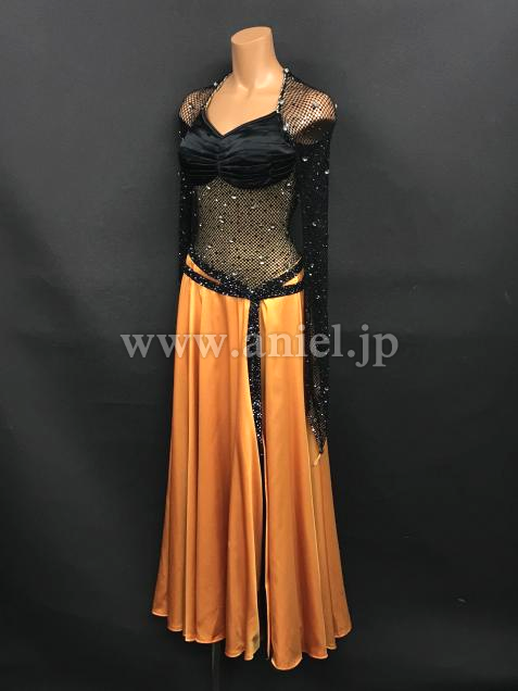 L6767・【チャコット】黒&オレンジパソドレス