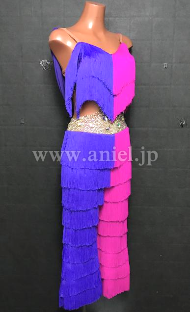 L7172・ピンク&紫パンツドレス