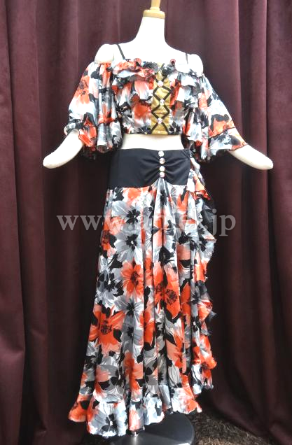 L2349・赤&黒&シルバーパソドレス※試着不可