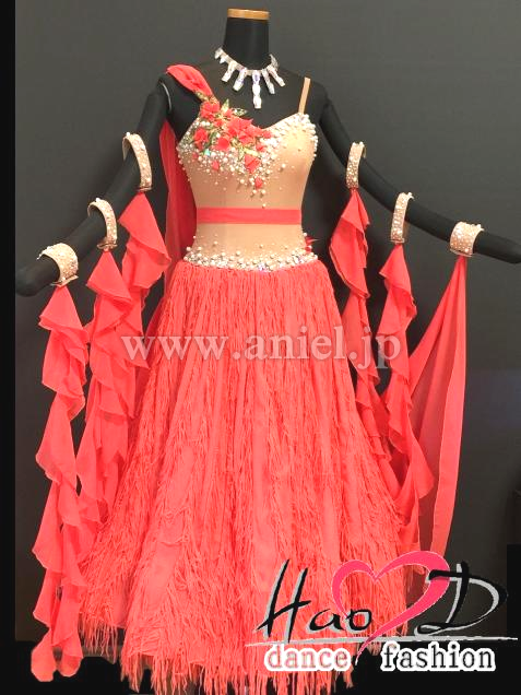 M3895・朱色&ベージュ