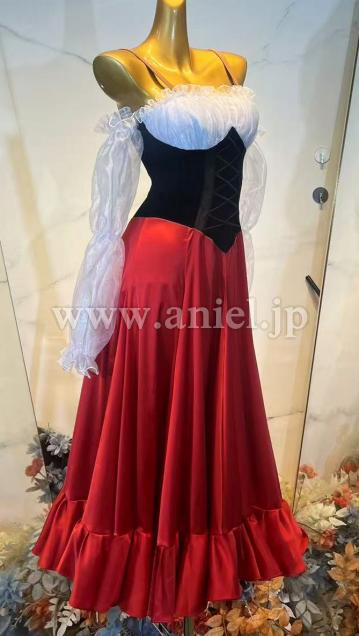 A153・レッド&ブラックコルセットパソドレス