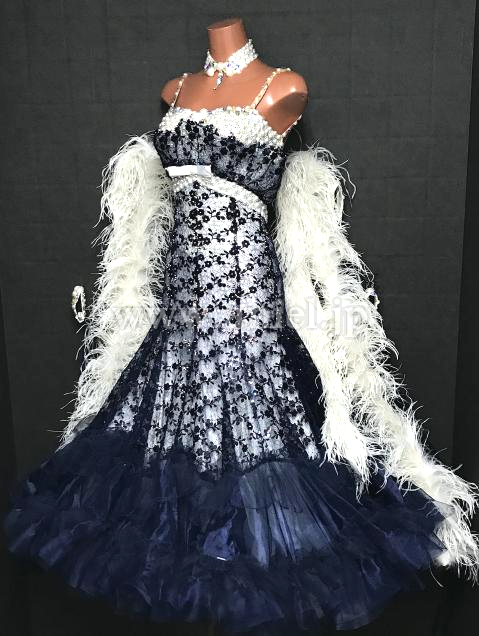 M6637・【Sapiel】ネイビー&白羽根