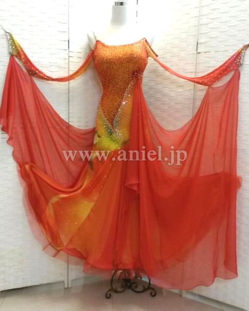 M2645・【Edda Hsu】オレンジ柄&赤