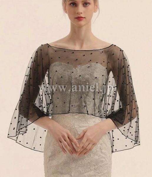 【即納】ブラックビーズショール