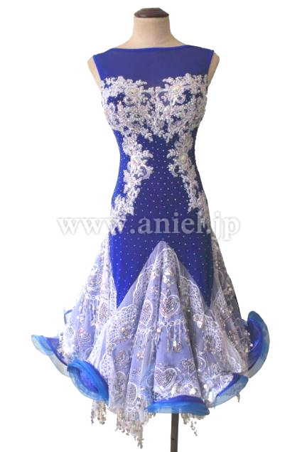 L2391・青&白レース