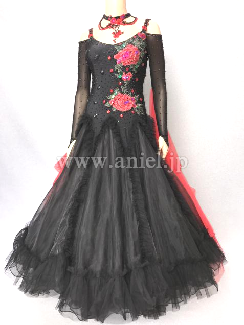 M6158・黒&赤バラ※試着不可