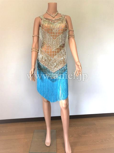 L3795・ベージュ&ブルー