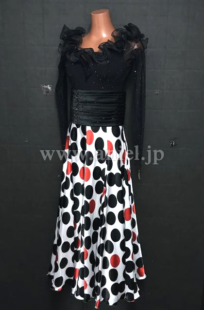 L7227・【gentil】黒ドット柄パソドレス