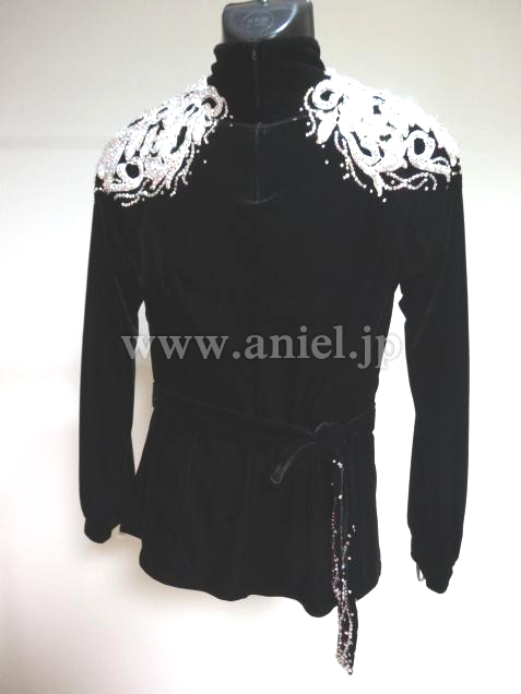 L2857・黒ベロアラテンシャツ・※試着不可