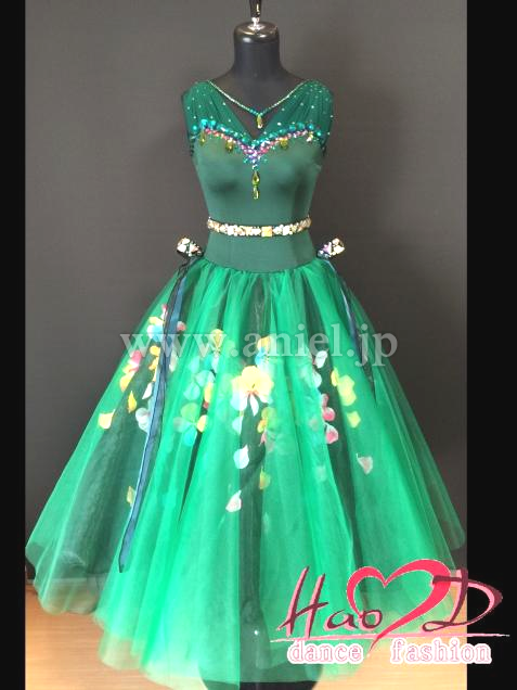 M3955・緑&カラフル花