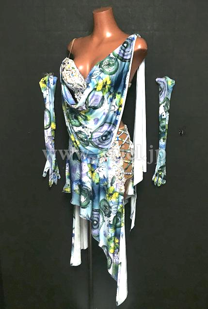 L7245・水色&花柄