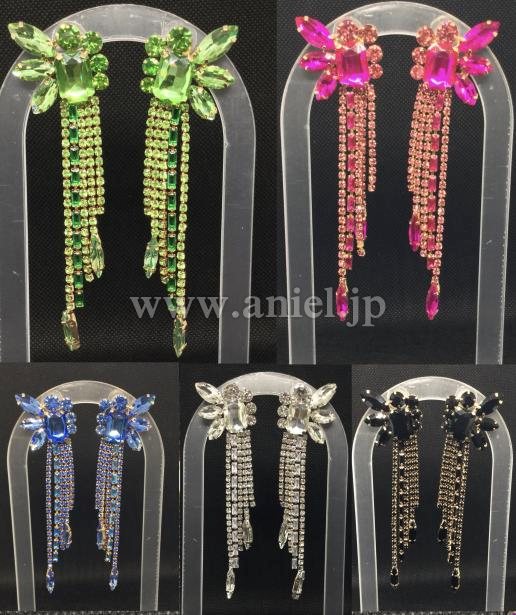 パーティ用ストーンチェーンピアス