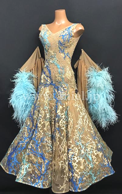 M7453・ベージュゴールド&水色