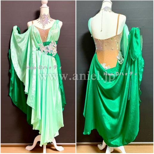 AL7504・ペパーミントグリーンルンバドレス