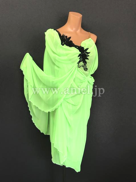 L6063・黄緑&黒ルンバドレス※試着不可