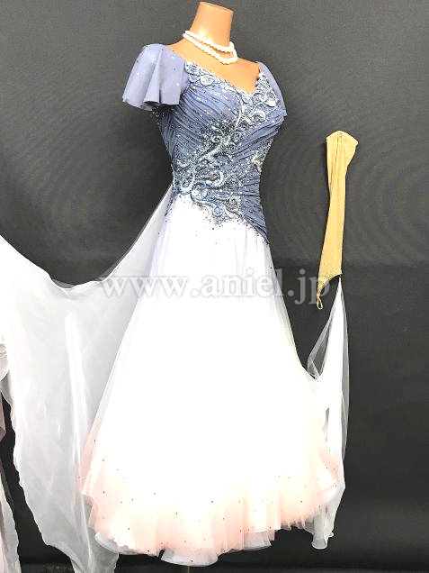 M7466・【チャコット】ブルーグレー&白