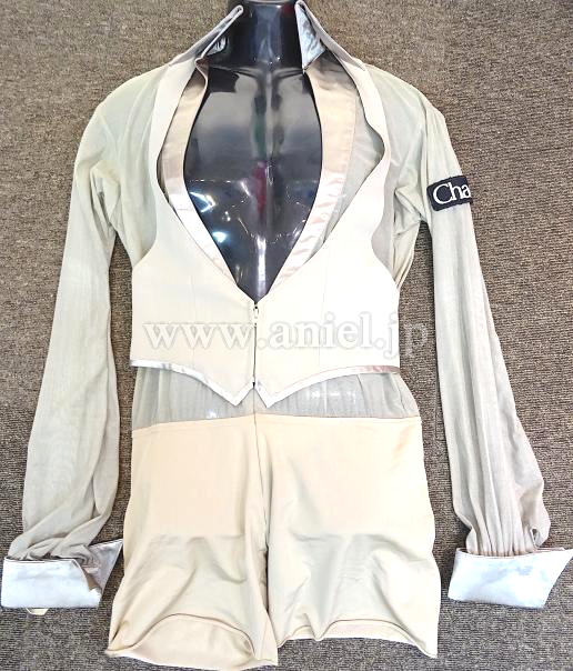 L5101・【チャコット】ベージュゴールドメンズラテンシャツ&パンツ