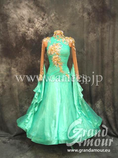 M6734・【Grand Amour】クールアクアグリーン&ゴールド