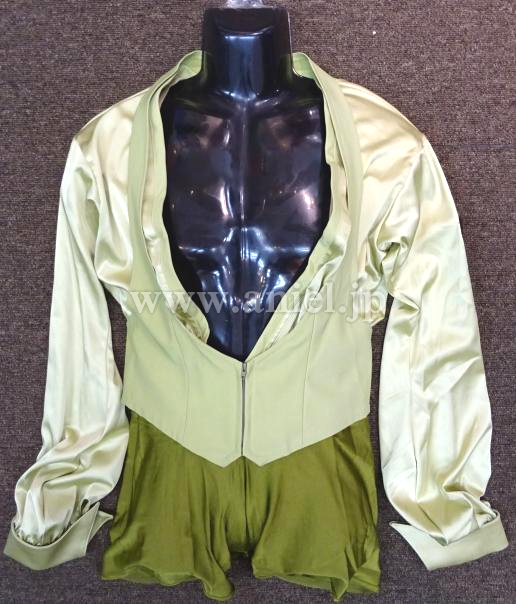 L5104・【チャコット】ライトグリーンメンズラテンシャツ※試着不可