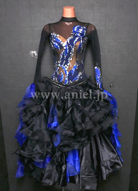 M8996・黒&青2Wayドレス