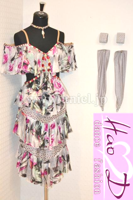 L2005・グレー&ピンク花柄