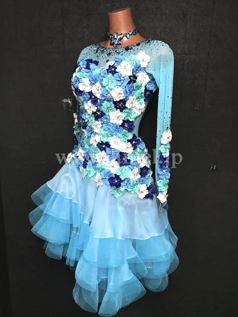 L7318・【gentil】水色&白花