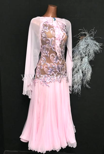 M9030・ベビーピンク&グレー羽根