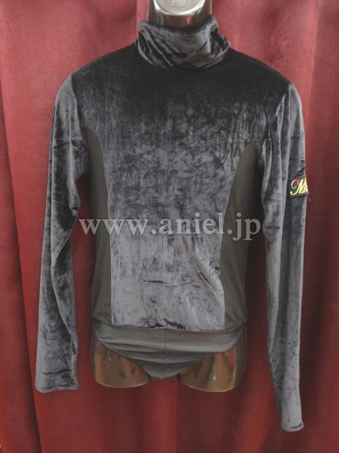 L2522・【Michelini】ラテンシャツ黒ベロア※試着不可