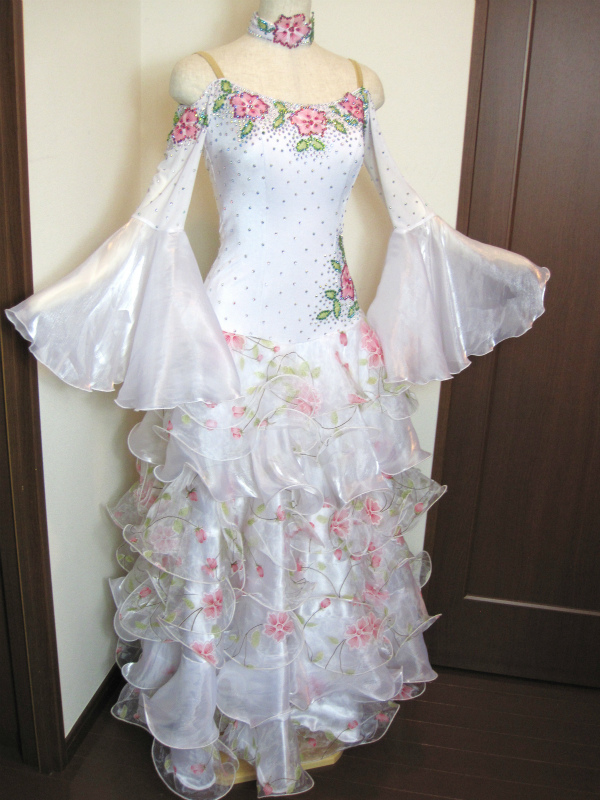 M1296・白＆花柄