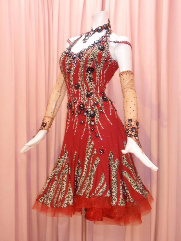 L1086・ワインレッド＆豹柄