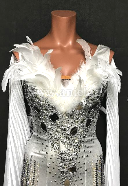 美品✨The one 競技ダンス ドレス モダン アニエル S~細身M程度 社交ダンスドレス・衣装のドレスネットアニエル / M7080・【THE
