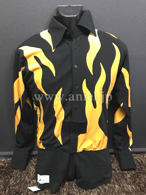 L6132・【1万円均一セール】黒&黄ラテンシャツ※試着不可