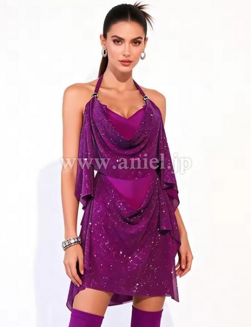 【即納】ピンクラメラテンワンピース