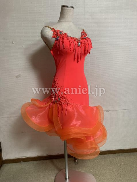 社交ダンス用オレンジドレスM〜L 【公式通販】