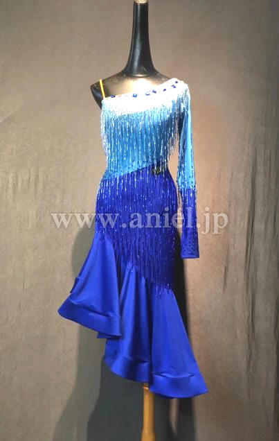 社交ダンスドレス 衣装のドレスネットアニエル L3953 水色 青