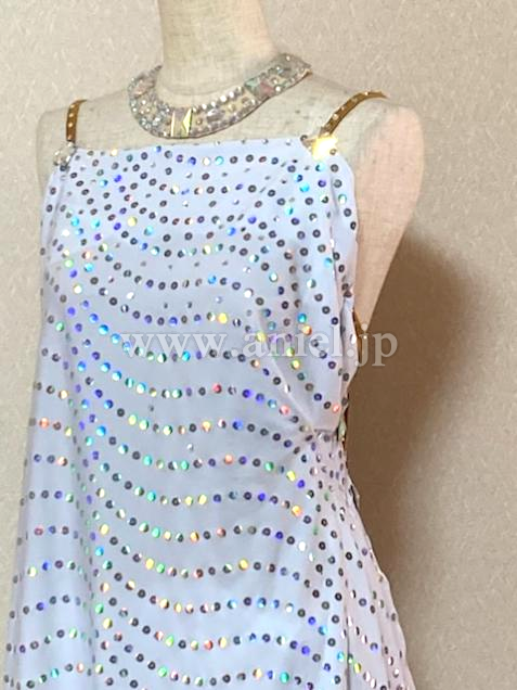 ラテンドレス ルンバ 社交ダンス 衣装 ホワイトドレープドレス