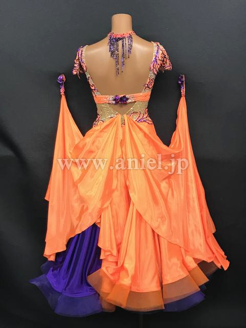 社交ダンスドレス【The ONE製】 紫＆オレンジ 社交ダンスドレス・衣装のドレスネットアニエル / M7964