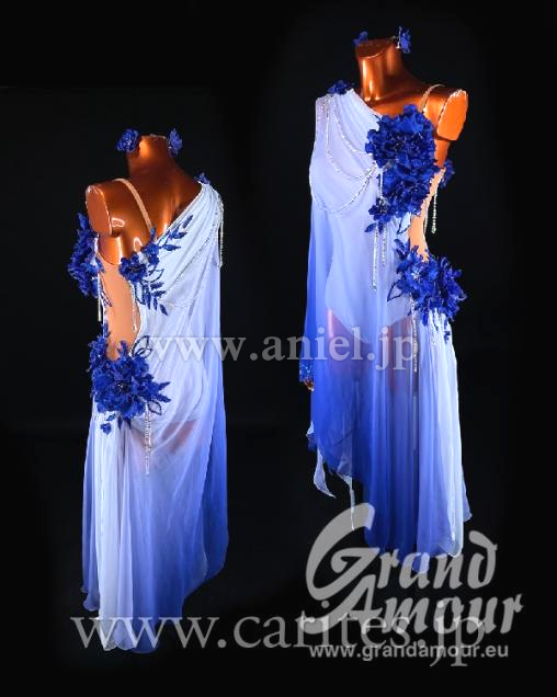 vol.7配信先行販売ドレス(ラテン)・【Grand Amour】ブルーベリーホワイトグラデルンバ