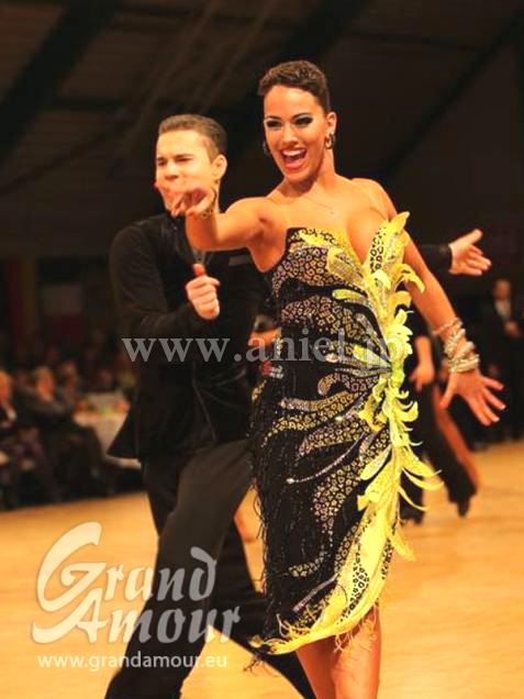 社交ダンス用ドレス 黒と黄色 社交ダンスドレス 黒と黄色