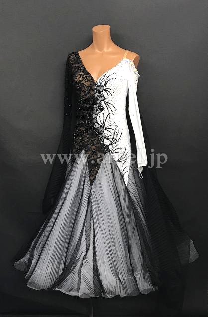 社交ダンス衣装 黒と白のレース Garuda SHOP レディース社交ダンス衣装モダンダンスドレス