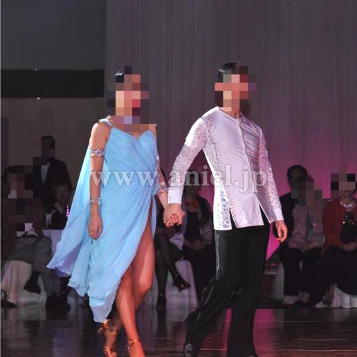 社交ダンスドレス・衣装のドレスネットアニエル / L4908・水色ルンバドレス