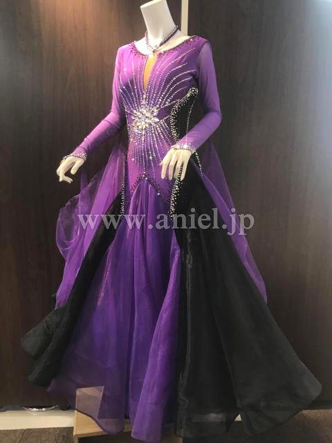 社交ダンスドレス・衣装のドレスネットアニエル / M6561・紫&黒