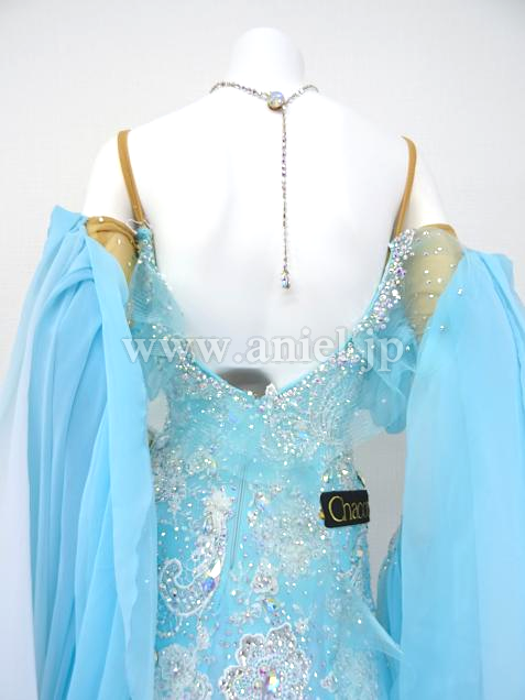 社交ダンスドレス・衣装のドレスネットアニエル / M5332・水色&白