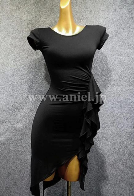 【即納】ブラックラテンワンピース