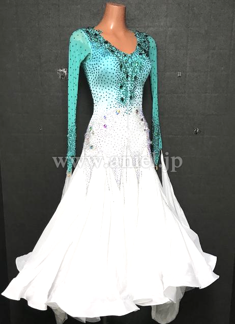 社交ダンスドレス・衣装のドレスネットアニエル / M8941・白