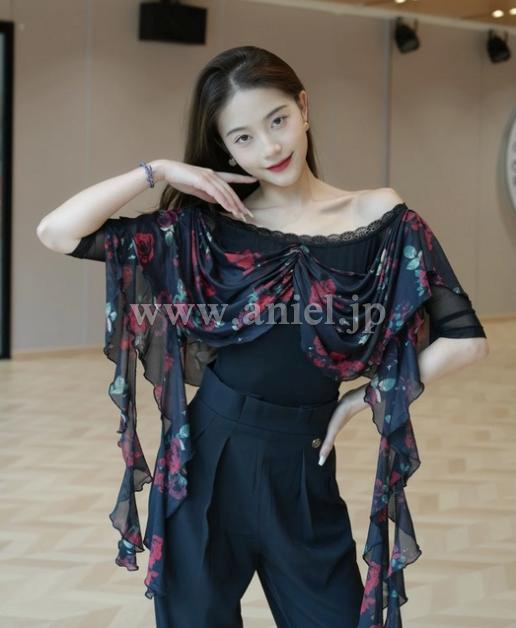 【即納】花柄フロートレオタード