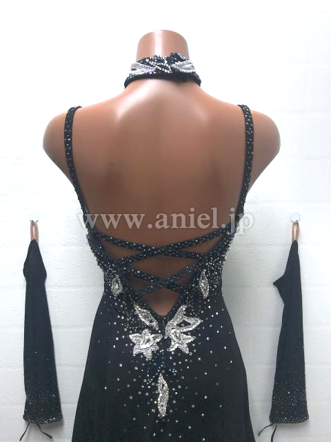 社交ダンスドレス・衣装のドレスネットアニエル / L7314・【チャコット】黒