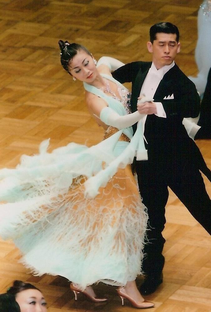 LからLLサイズ社交ダンス用 ロングドレス ピンクとミントグリーン